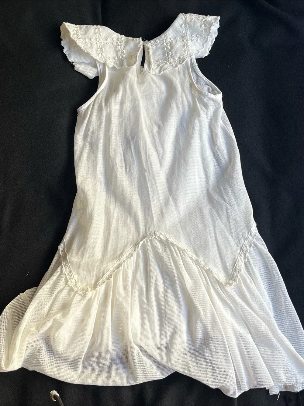 Zara White Embroidered Ruffle Sleeve Dress